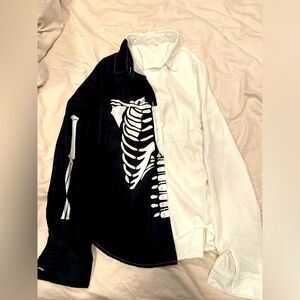 Halloween skeleton button down shirt